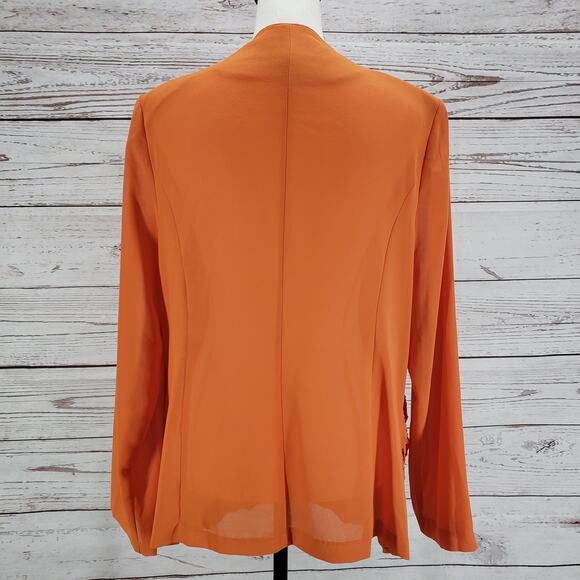 Tally Taylor Paris Rome Orange Beaded Diamond Waffle Detail Blazer Jacket 14 - Picture 12 of 12